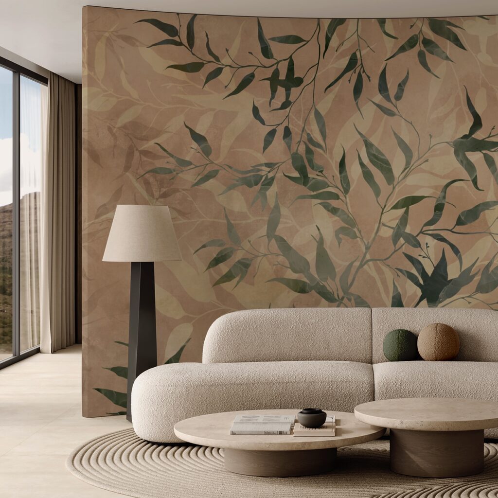 Brindilles et feuilles dans un intérieur