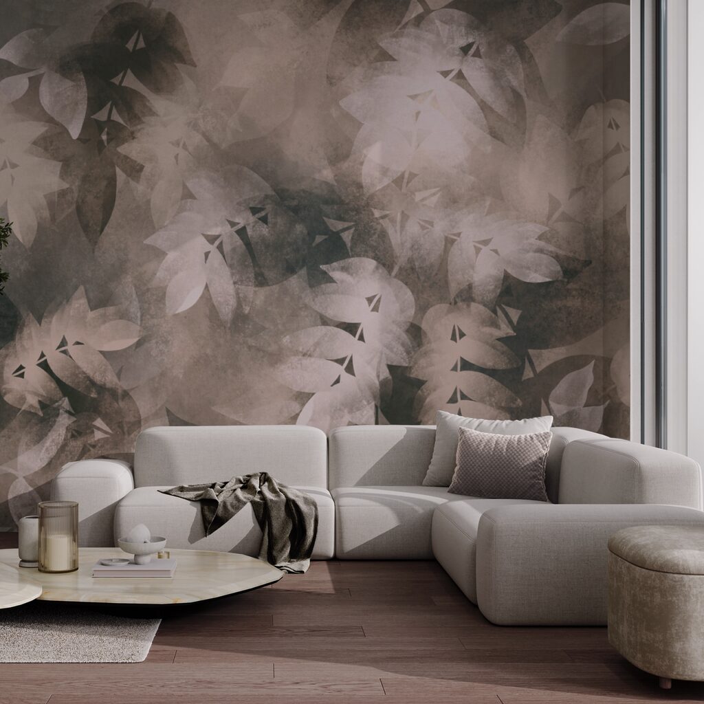Grandes feuilles estompées dans un intérieur