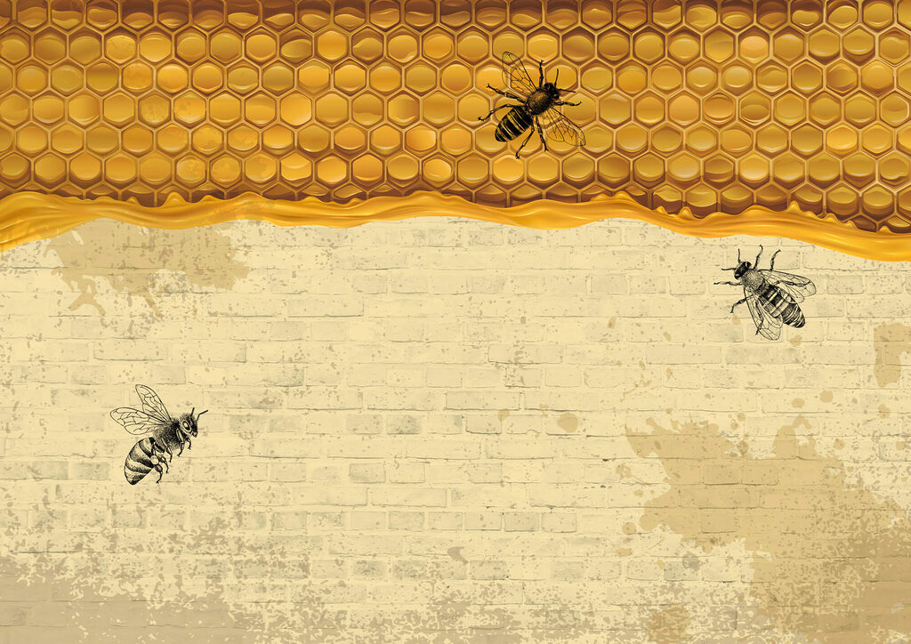 Abeilles et alvéoles — motif complet