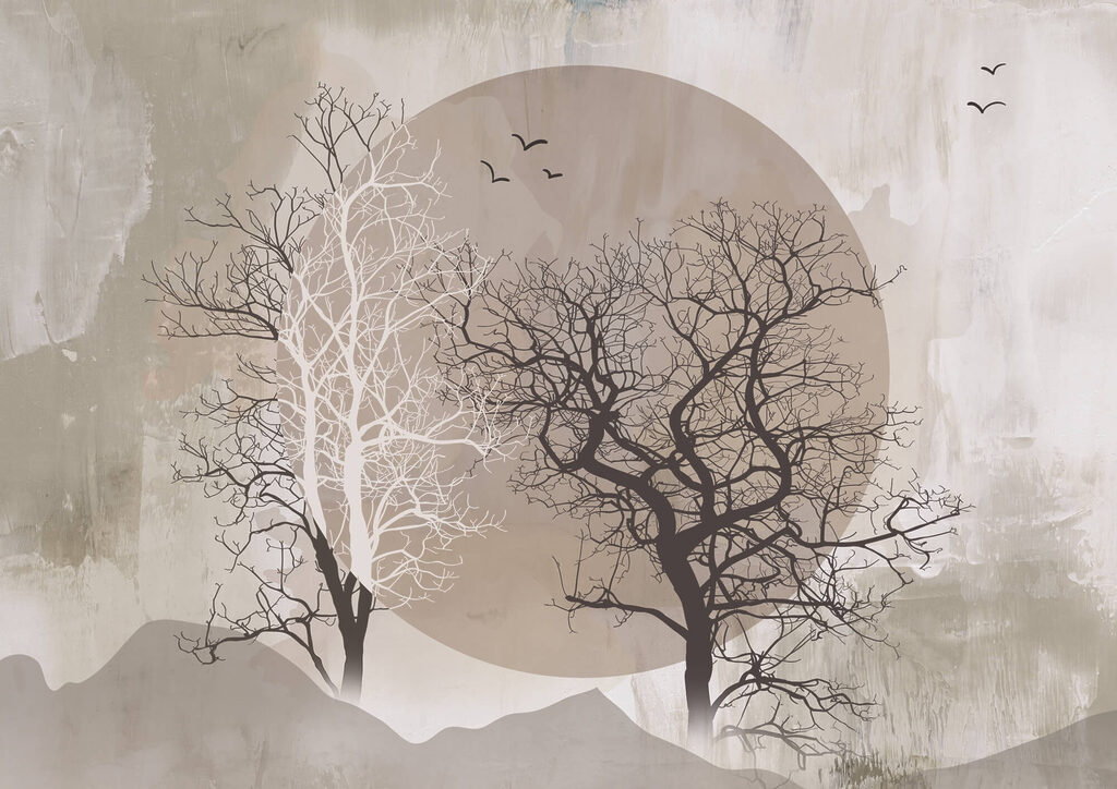 Arbres devant le soleil — motif complet