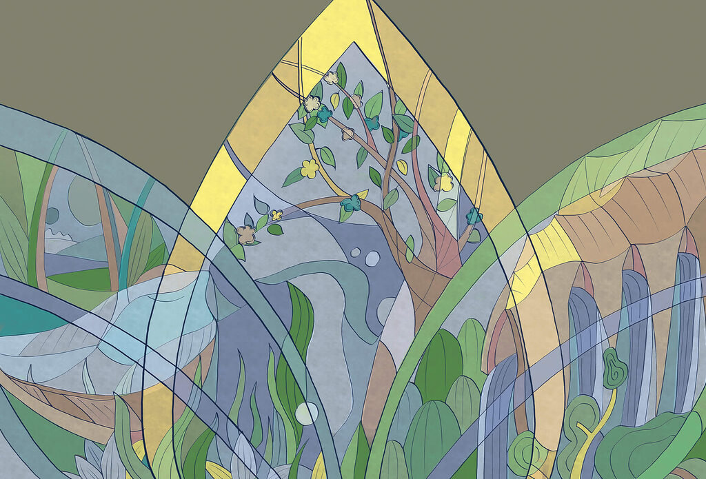 Feuillage façon vitrail — motif complet