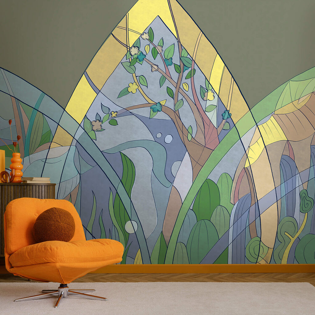 Feuillage façon vitrail — intérieur 1