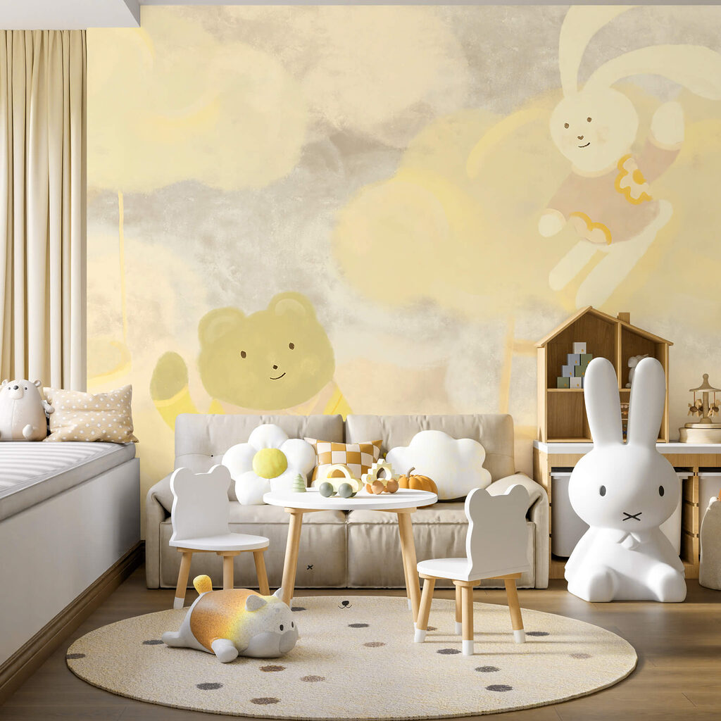 Animaux sur nuages jaunes — intérieur 2