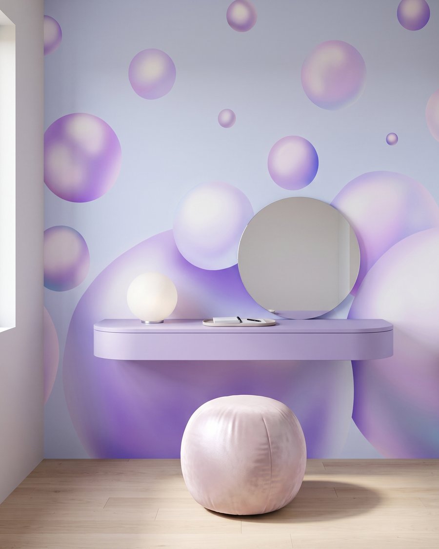 Bulles brillantes en suspension dans un intérieur