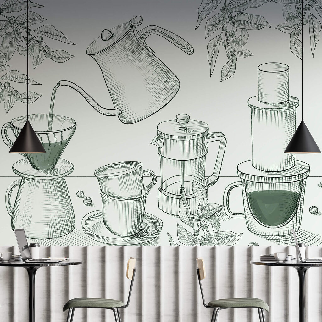 Rituel du café dessiné — intérieur 1