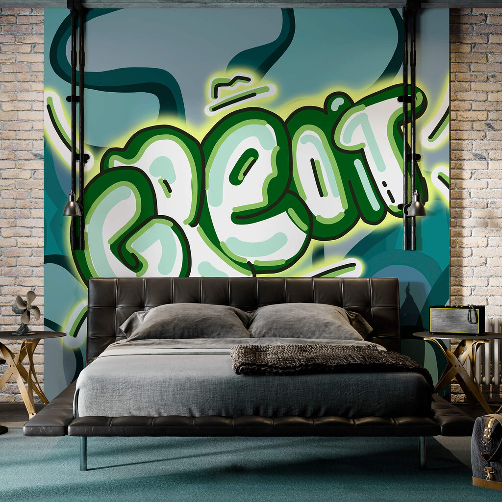 Lettrage graffiti dans un intérieur