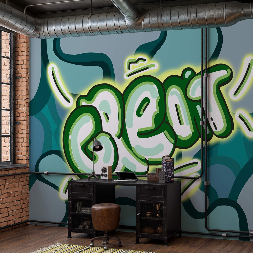 Lettrage graffiti dans un intérieur
