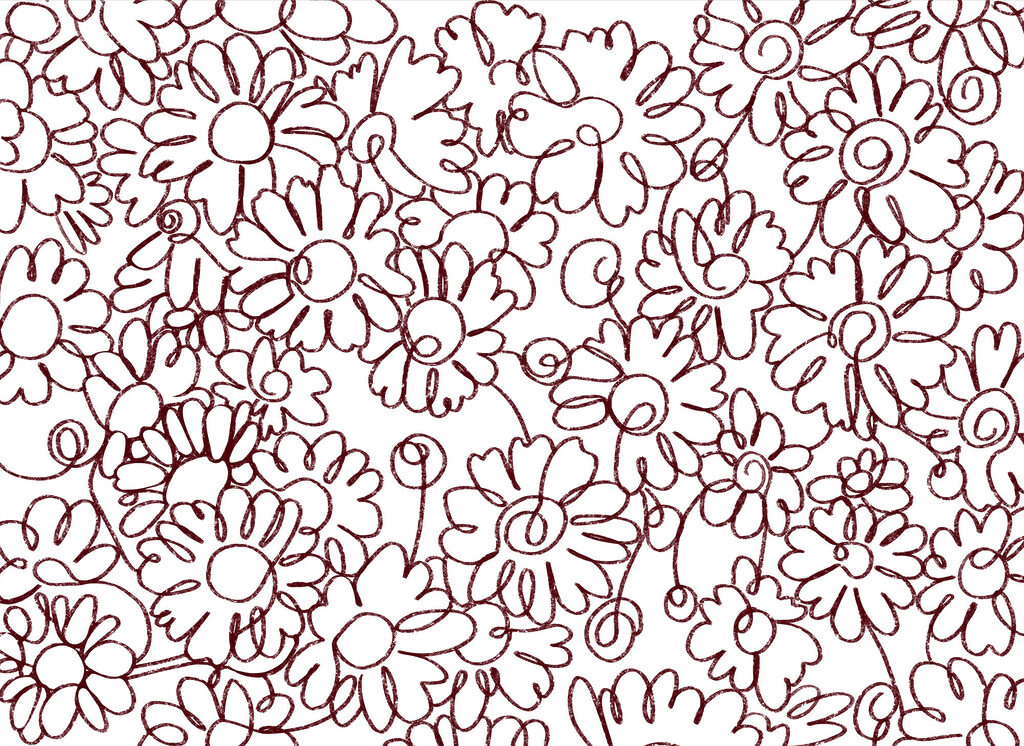 Fleurs d’un seul trait — motif complet