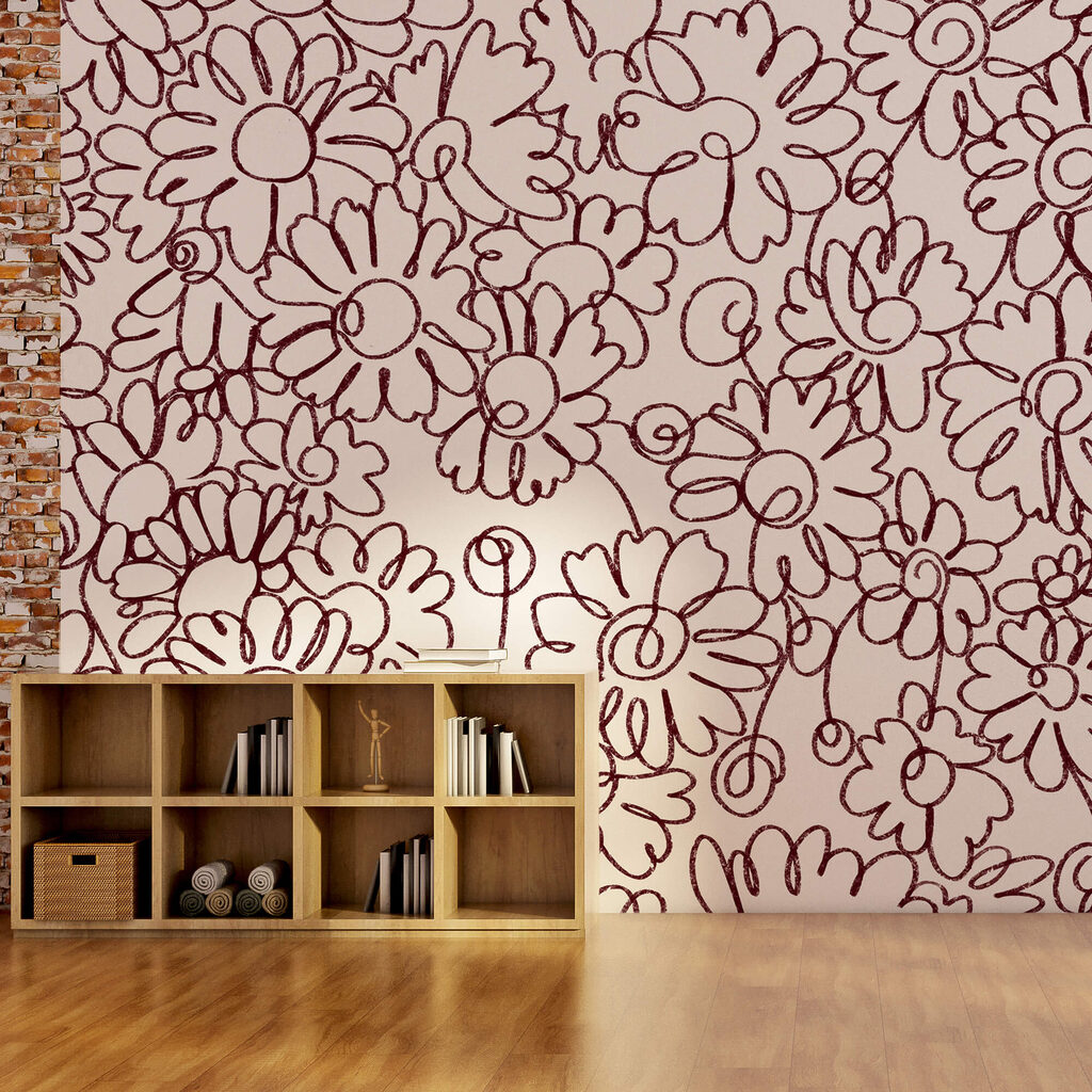 Fleurs d’un seul trait dans un intérieur