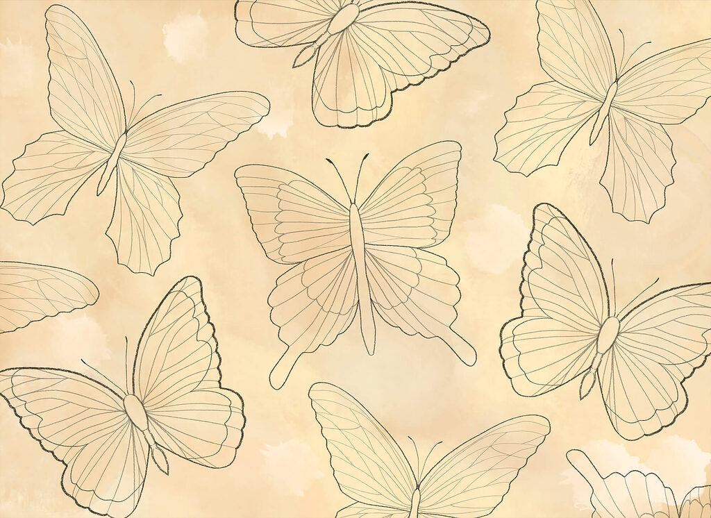 Papillons au trait fin — motif complet