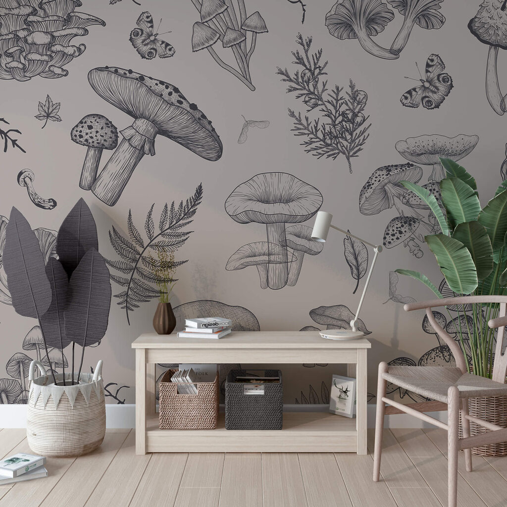 Champignons en traits fins dans un intérieur