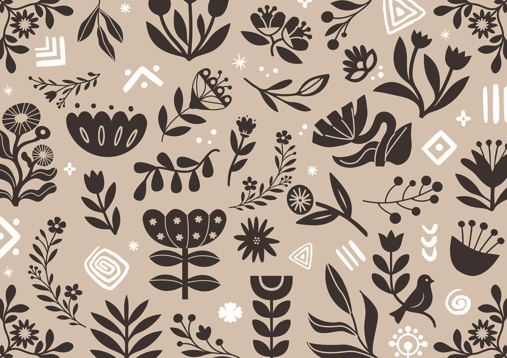 Fleurs et feuillages — motif complet