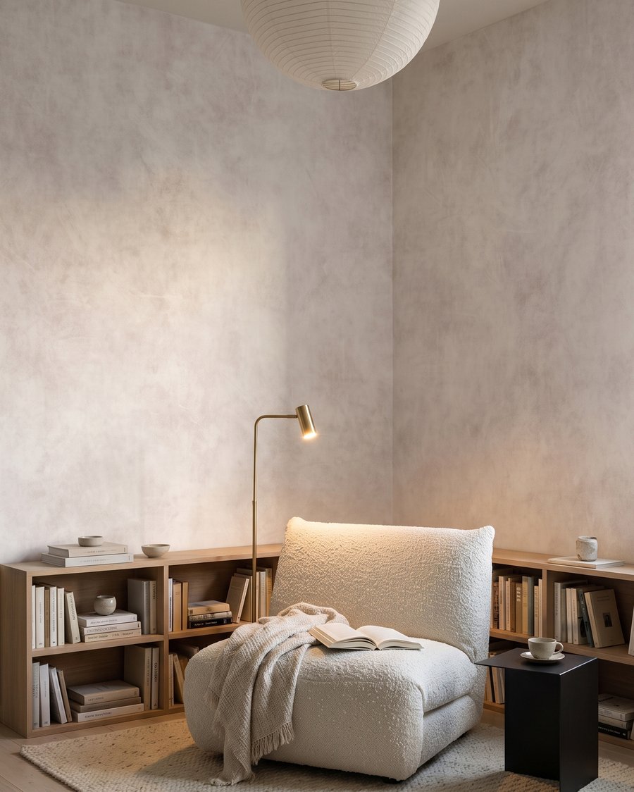 Soupçon de brume rose dans un intérieur