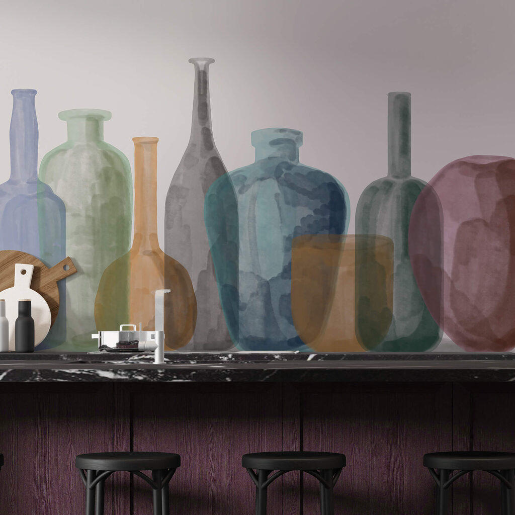 Bouteilles en verre dans un intérieur