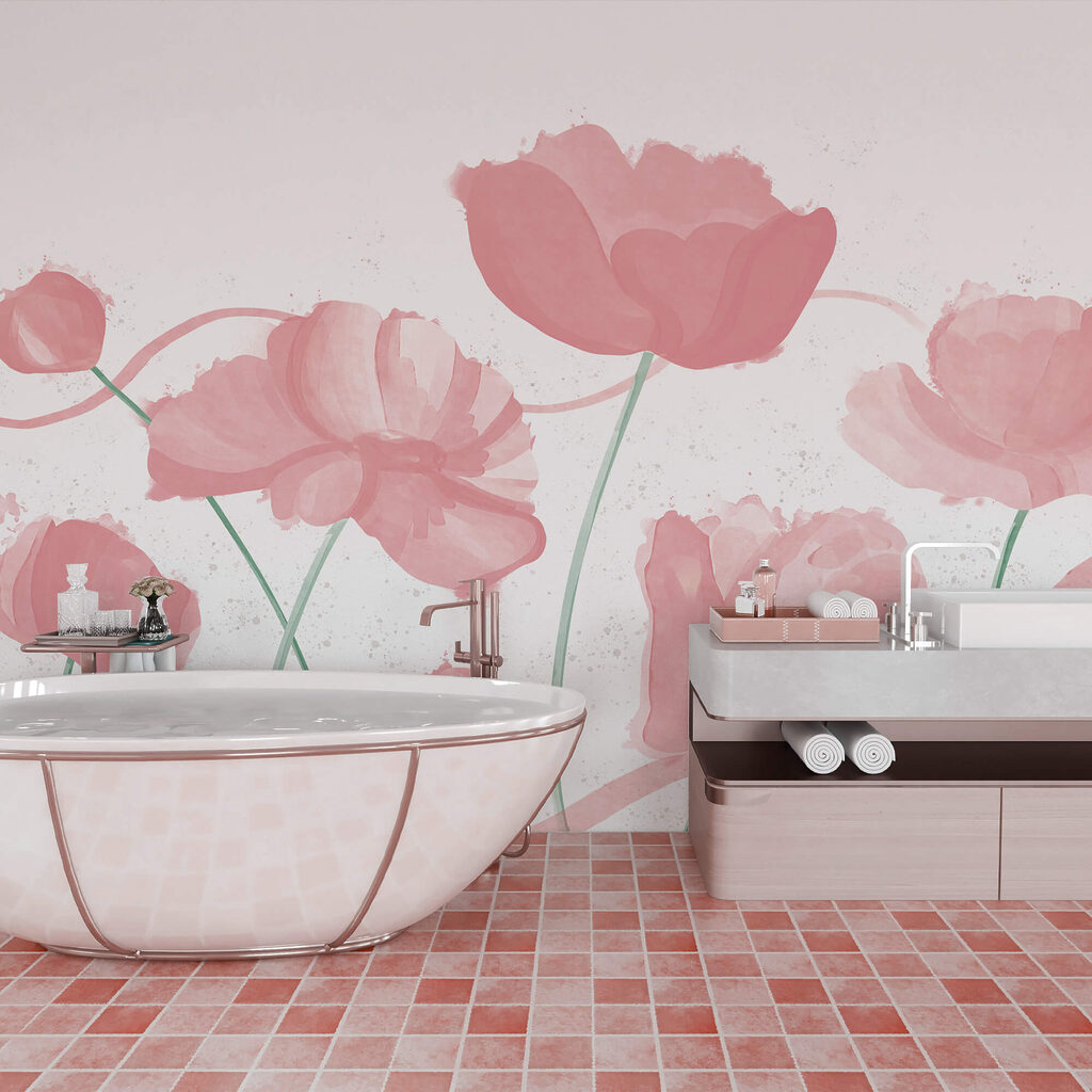 Fleurs sur tiges courbées dans un intérieur