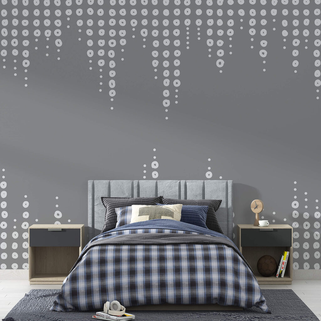 Pois blancs sur gris — intérieur 1