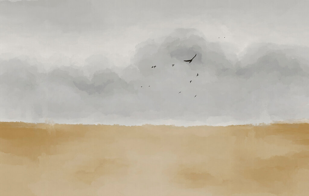 Oiseaux sur la plaine — motif complet