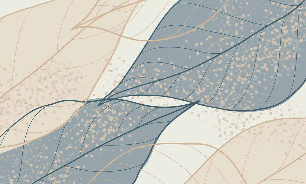 Feuilles translucides entrelacées — motif complet