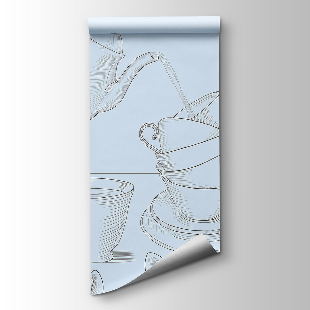 Théière et tasses empilées — vue du produit