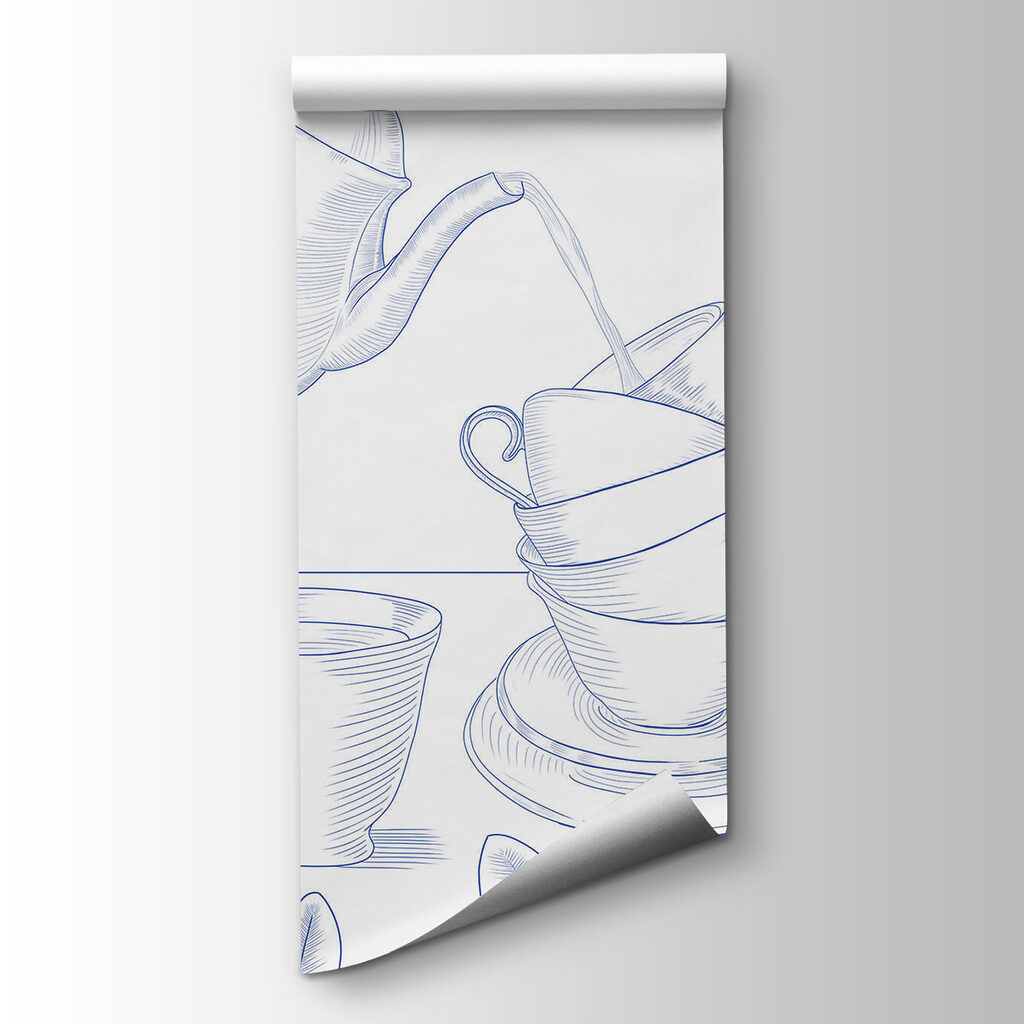 Théière et tasses empilées — vue du produit