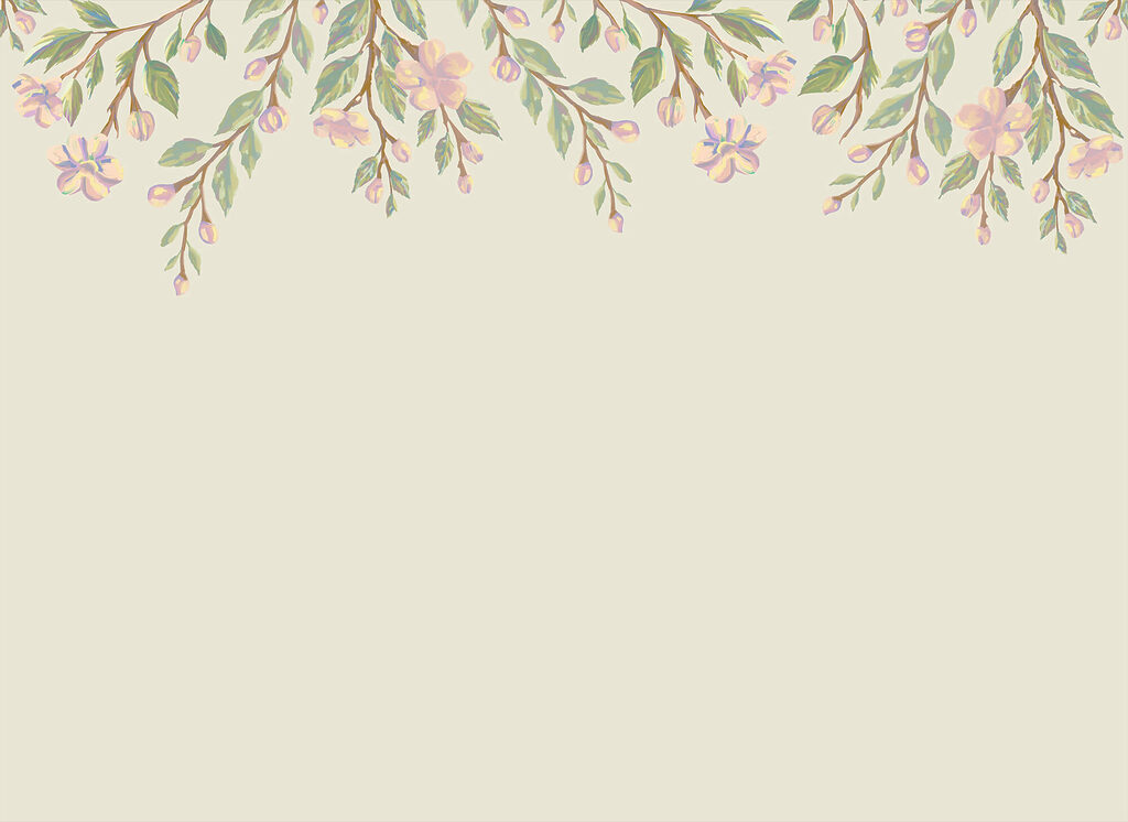Rameaux fleuris suspendus — motif complet