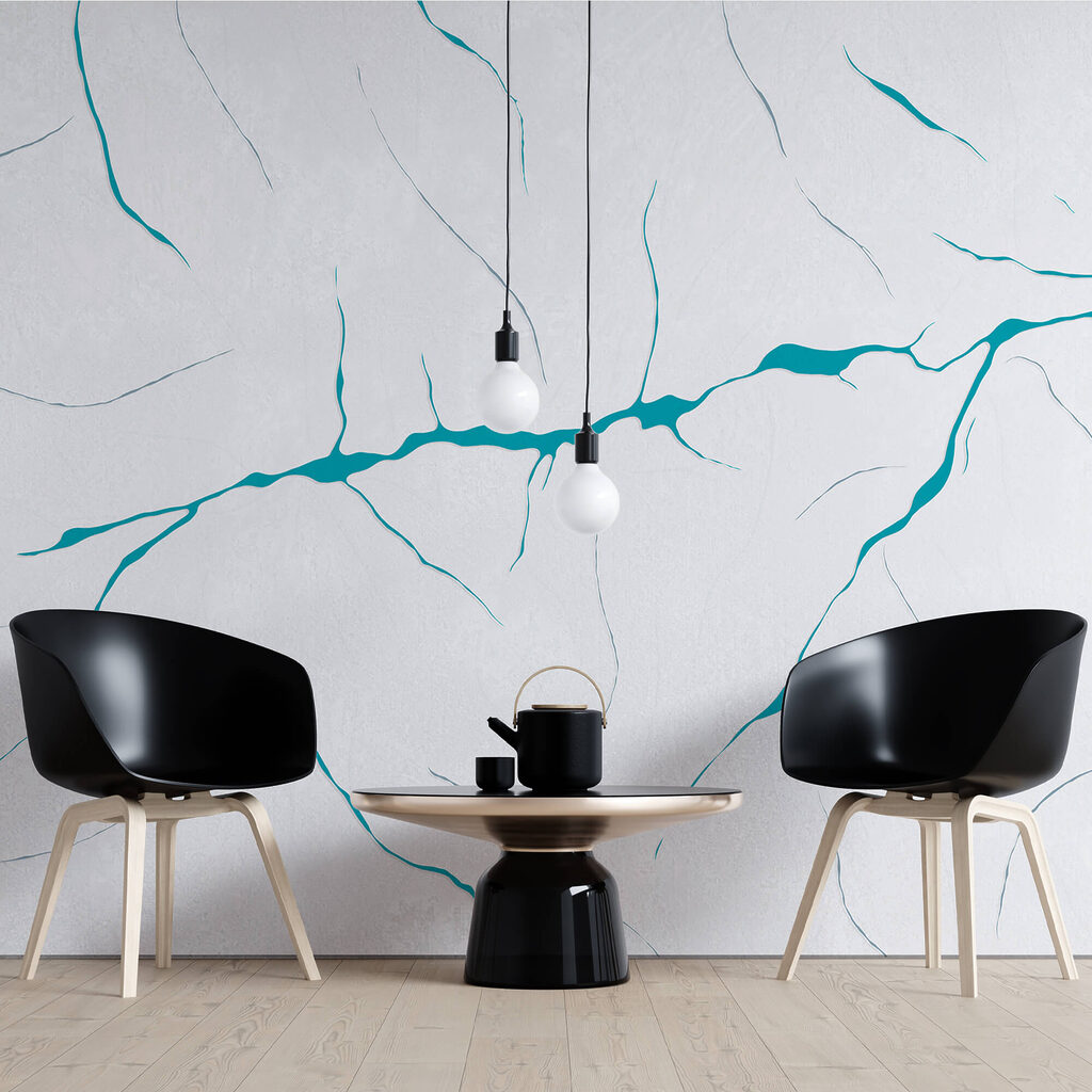 Veines aux accents colorés dans un intérieur