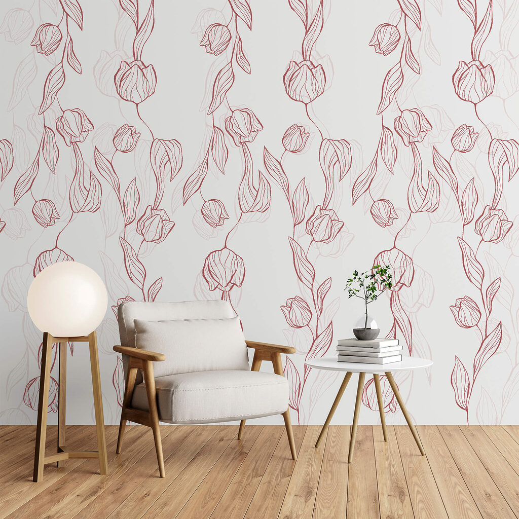 Fleurs dessinées en colonnes — intérieur 2