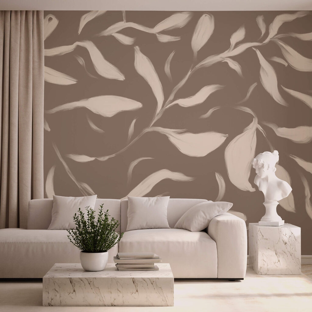 Feuilles qui tombent dans un intérieur