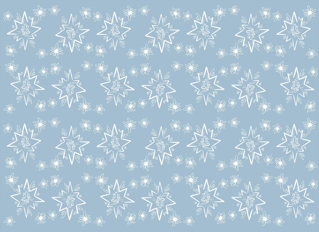 Étoiles blanches sur bleu — motif complet