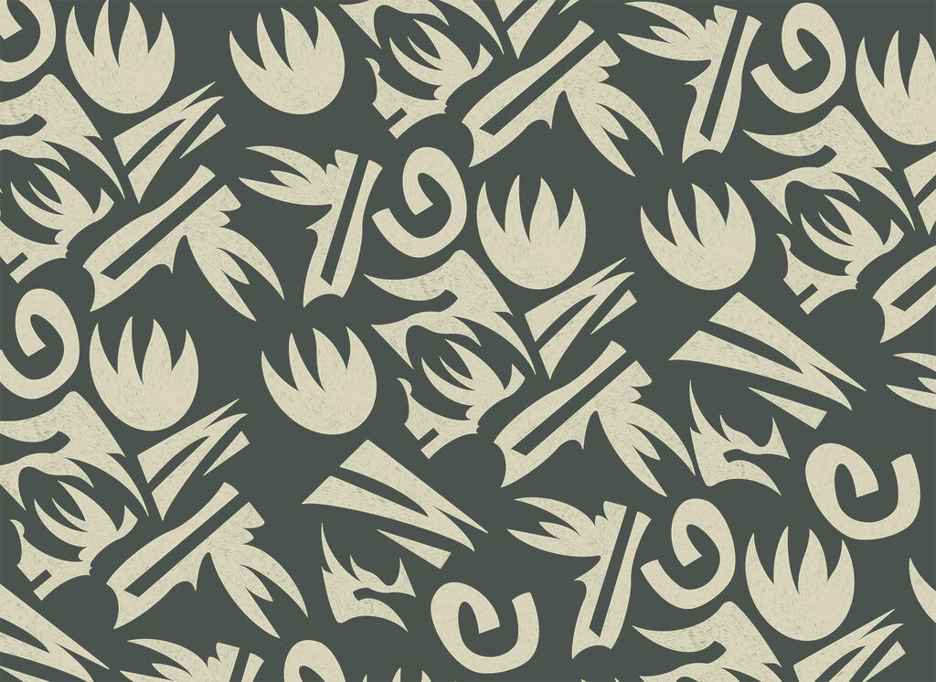 Feuilles blanches et grises — motif complet