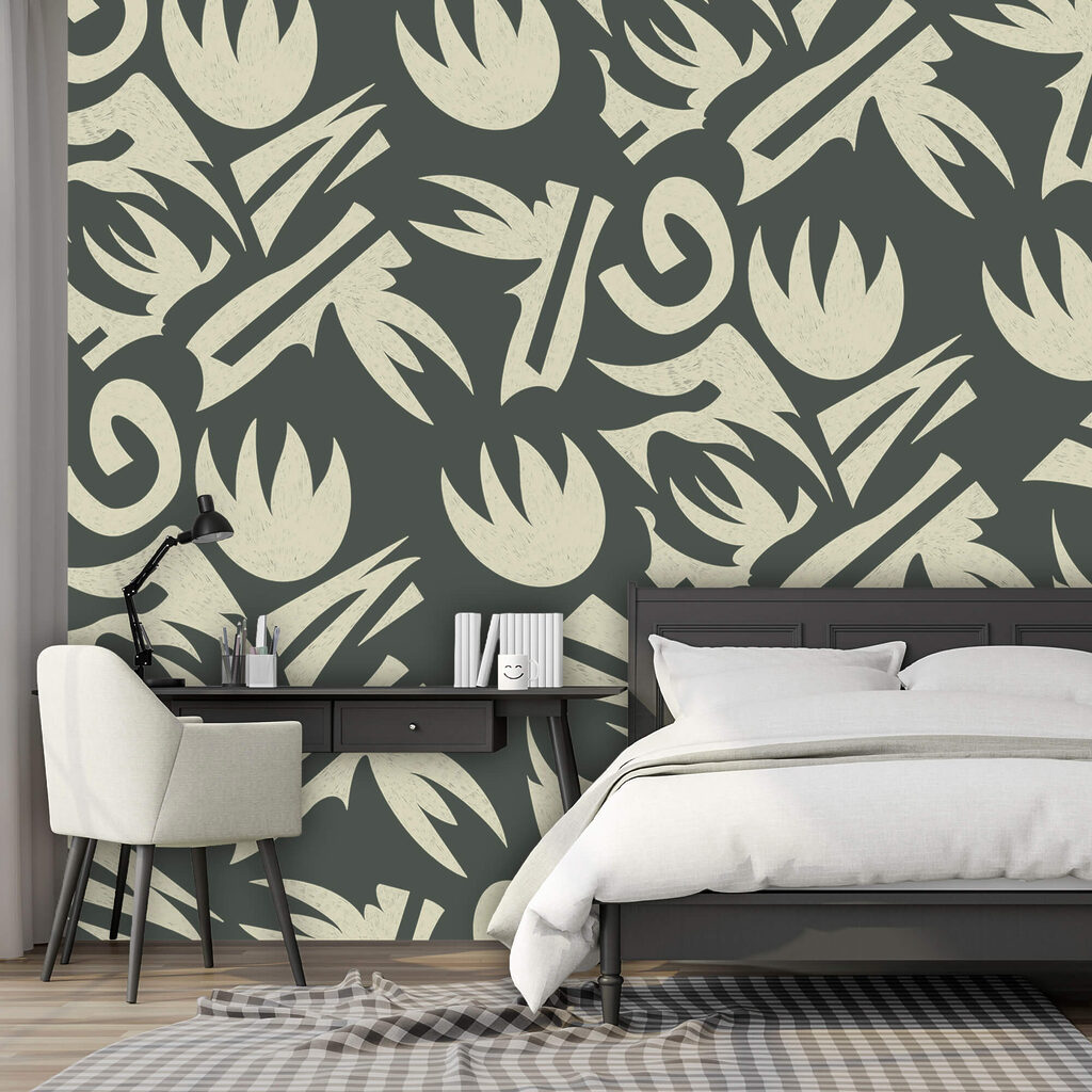 Feuilles blanches et grises — intérieur 1