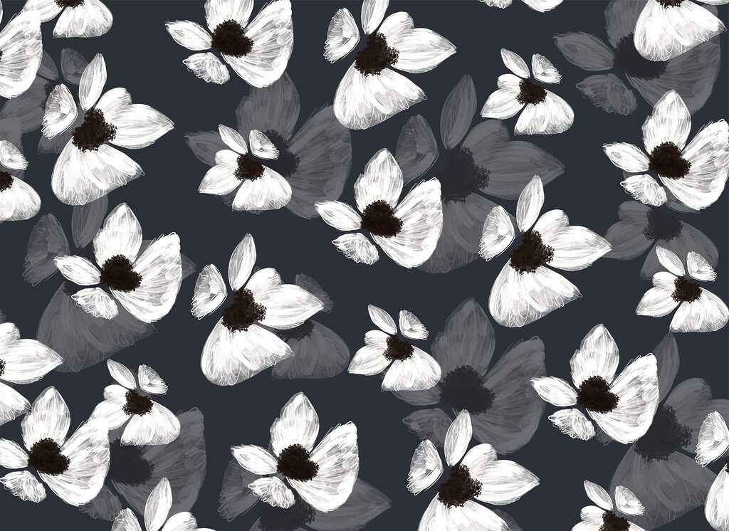 Semis de fleurs blanches — motif complet