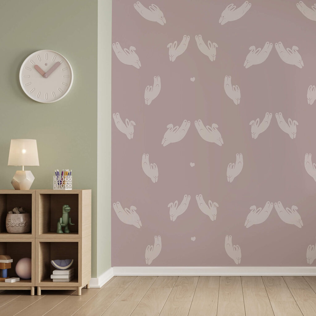Lapins et petits cœurs dans un intérieur