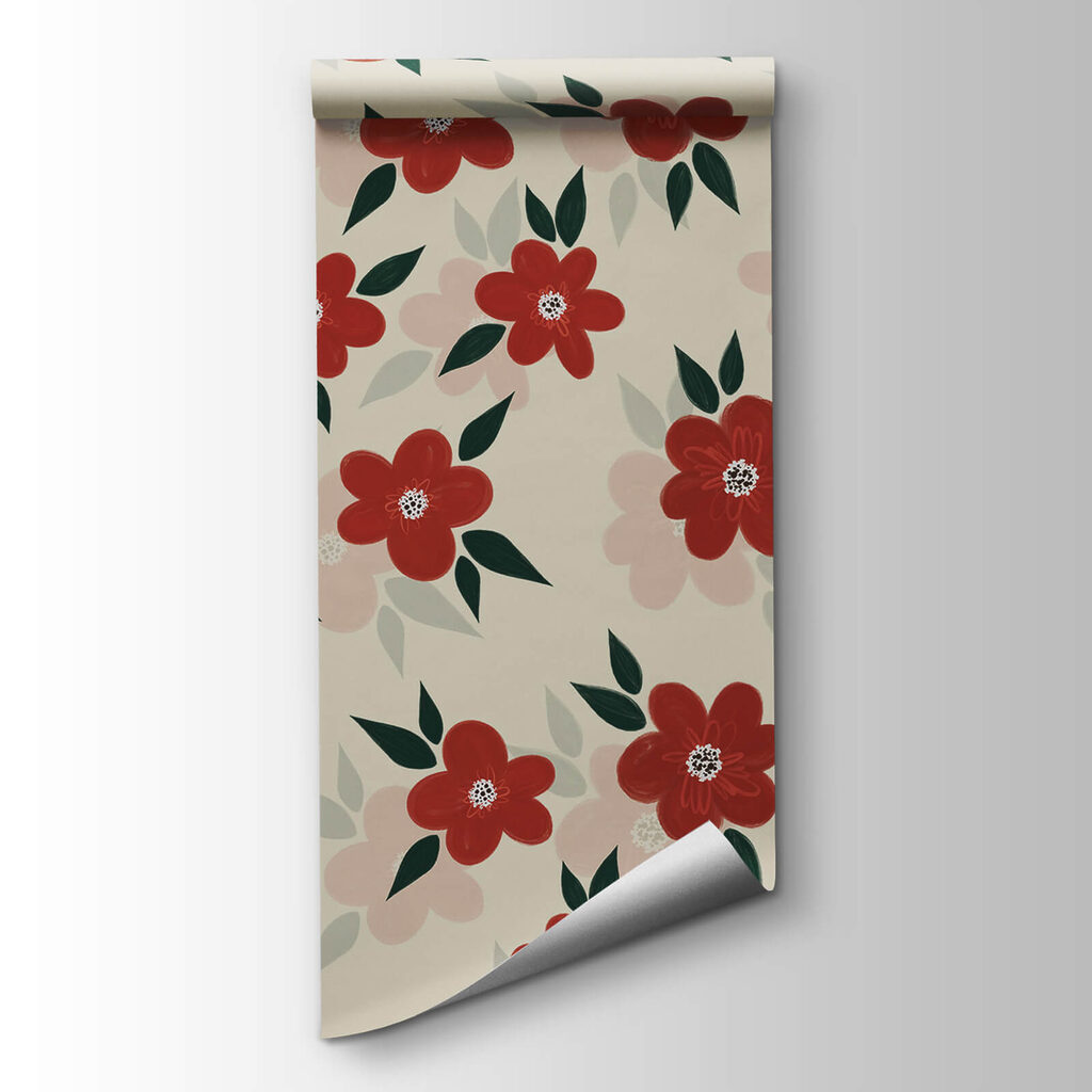 Fleurs rouges, feuilles vertes — vue du produit