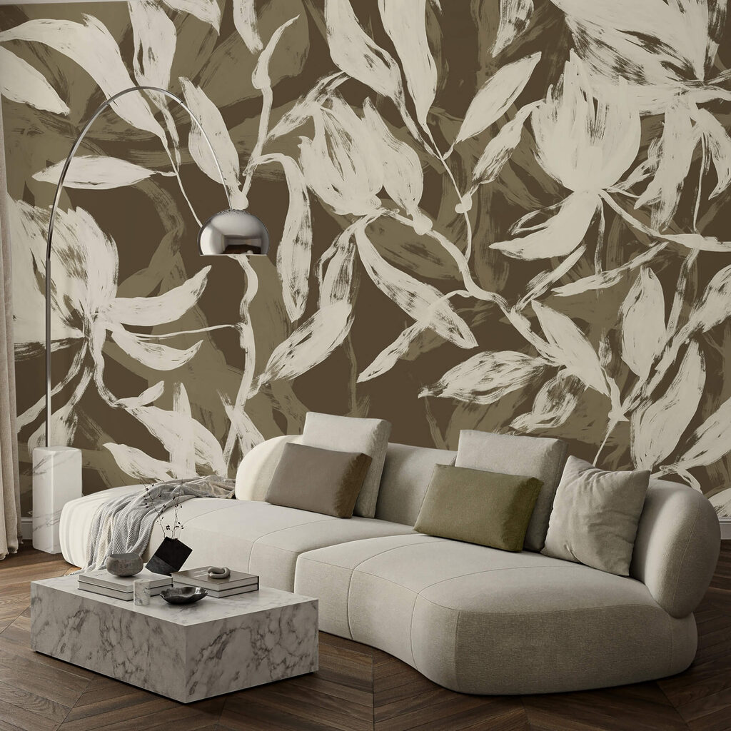 Feuilles en tous sens dans un intérieur