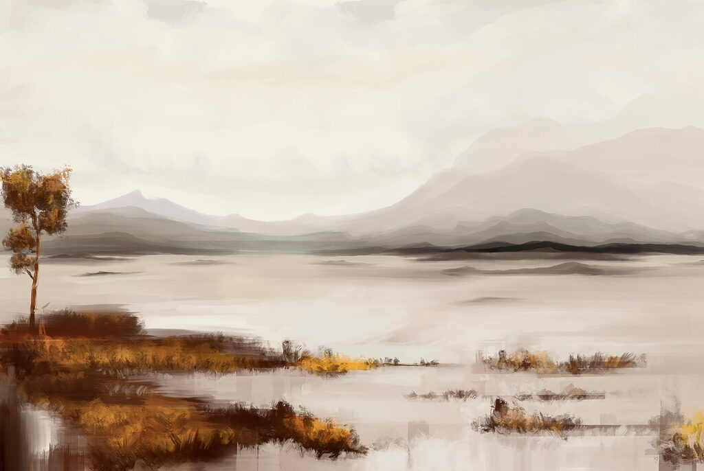 Lac sous les montagnes — motif complet