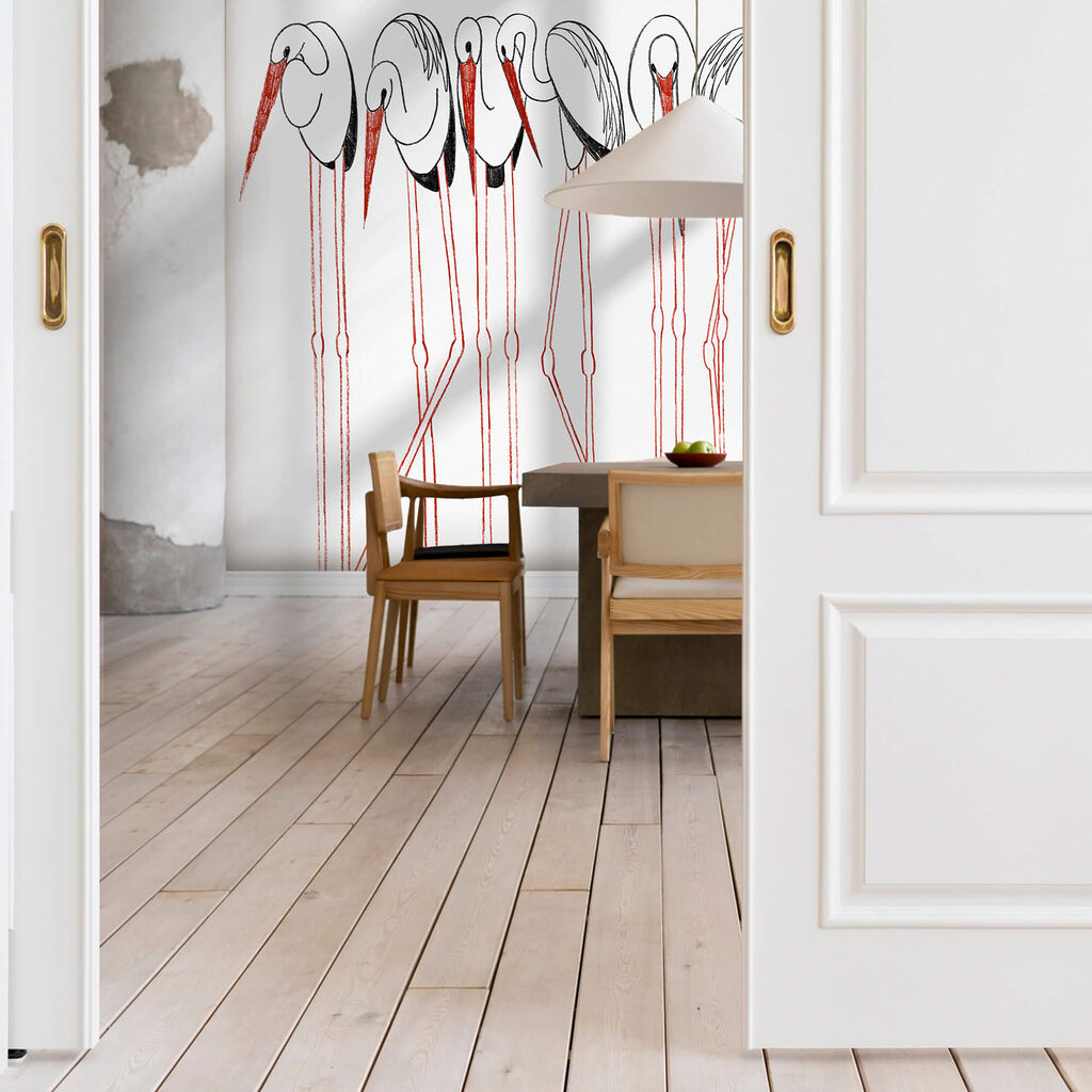 Oiseaux sur échasses rouges — intérieur 2