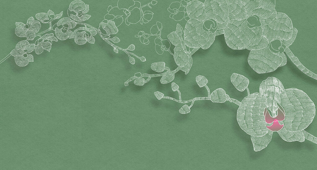 Fleurs délicates sur vert — motif complet