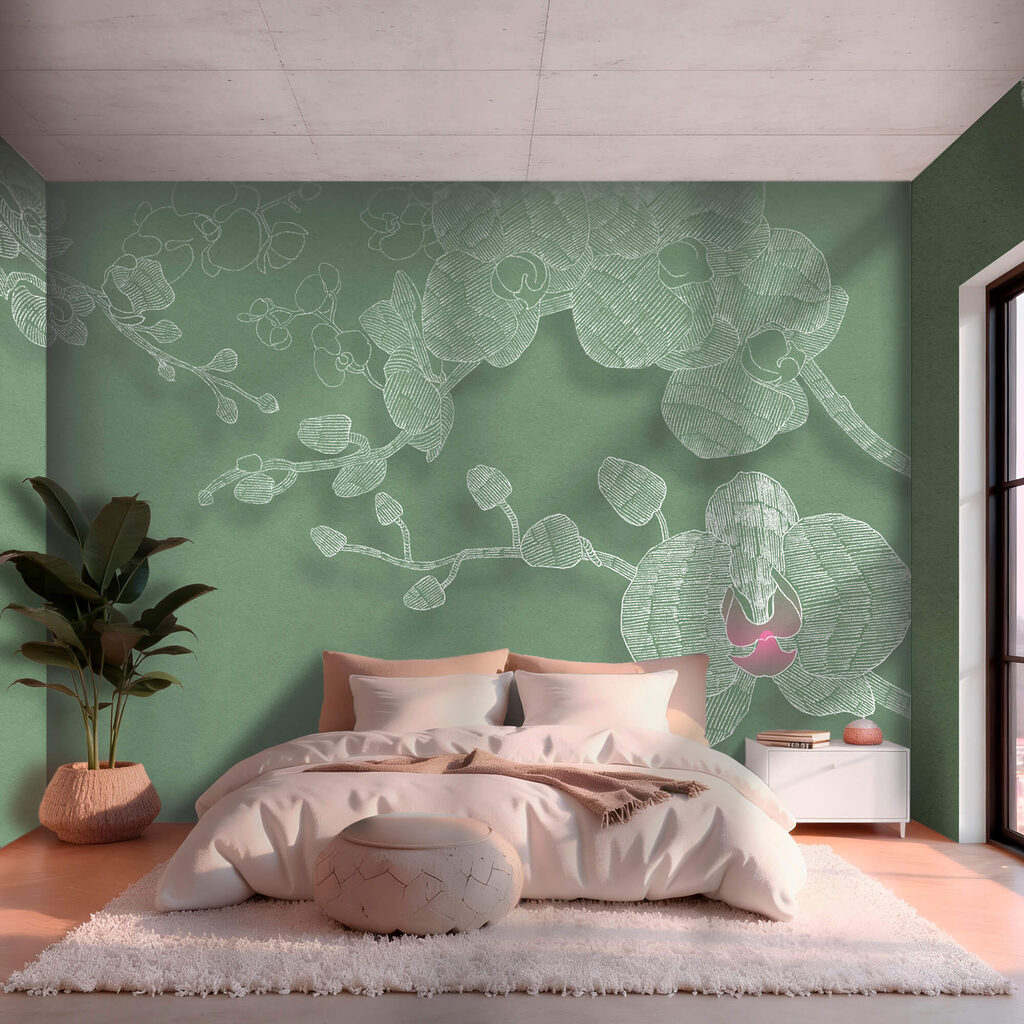 Fleurs délicates sur vert — intérieur 1