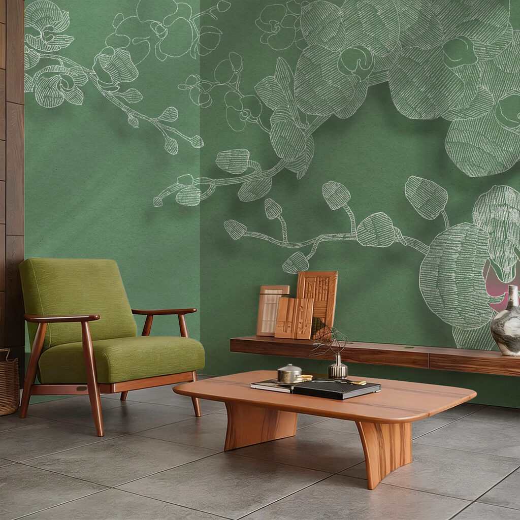 Fleurs délicates sur vert — intérieur 3