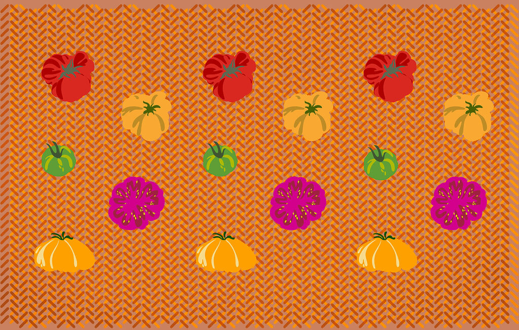 Fruits colorés en rangées — motif complet