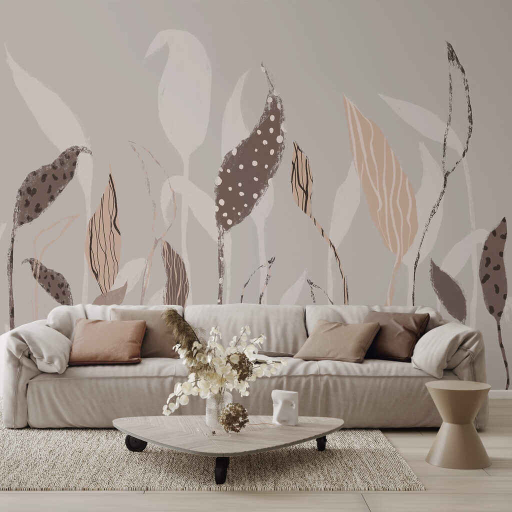 Champ de feuilles dessinées dans un intérieur