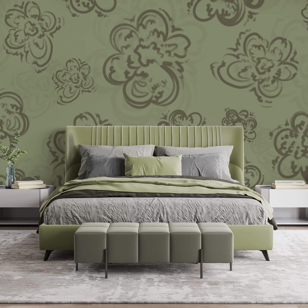 Fleurs dessinées sur vert — intérieur 2