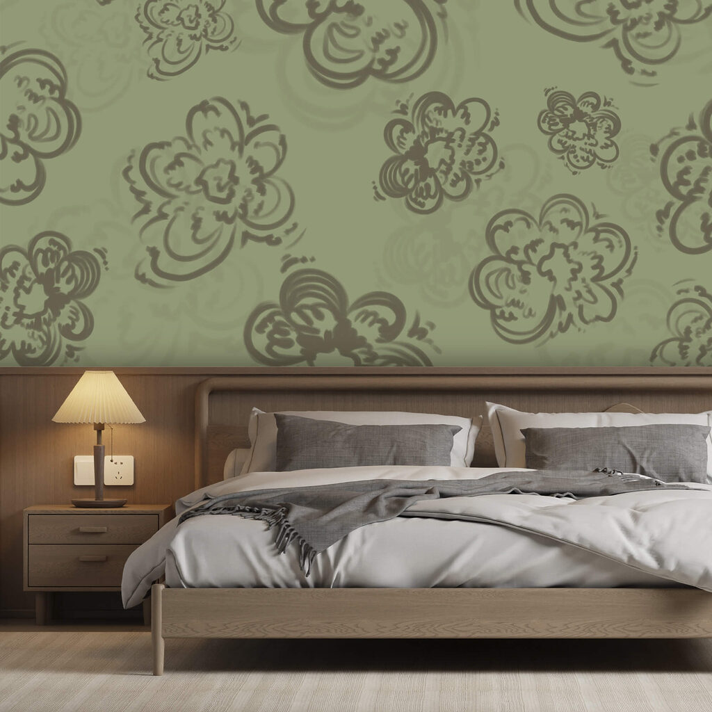 Fleurs dessinées sur vert — intérieur 1