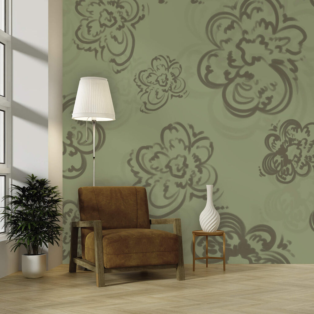Fleurs dessinées sur vert — intérieur 3