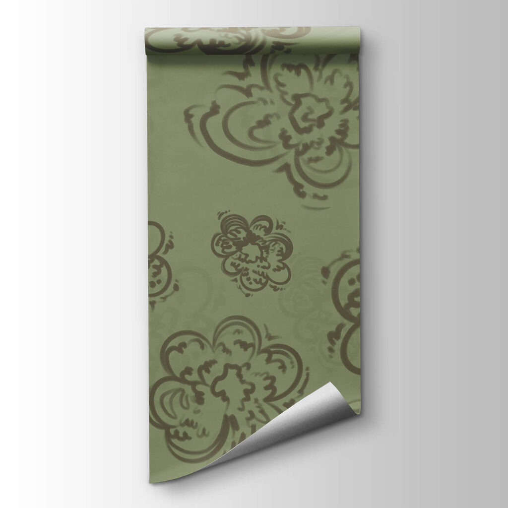 Fleurs dessinées sur vert — vue du produit
