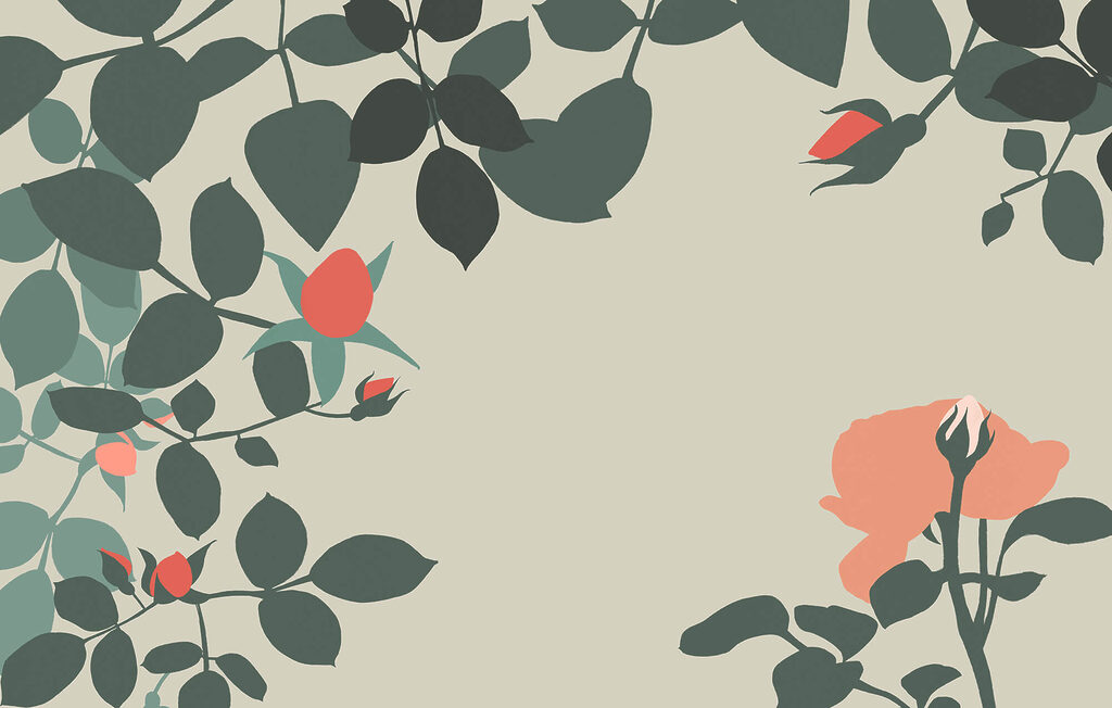 Boutons et feuilles rondes — motif complet