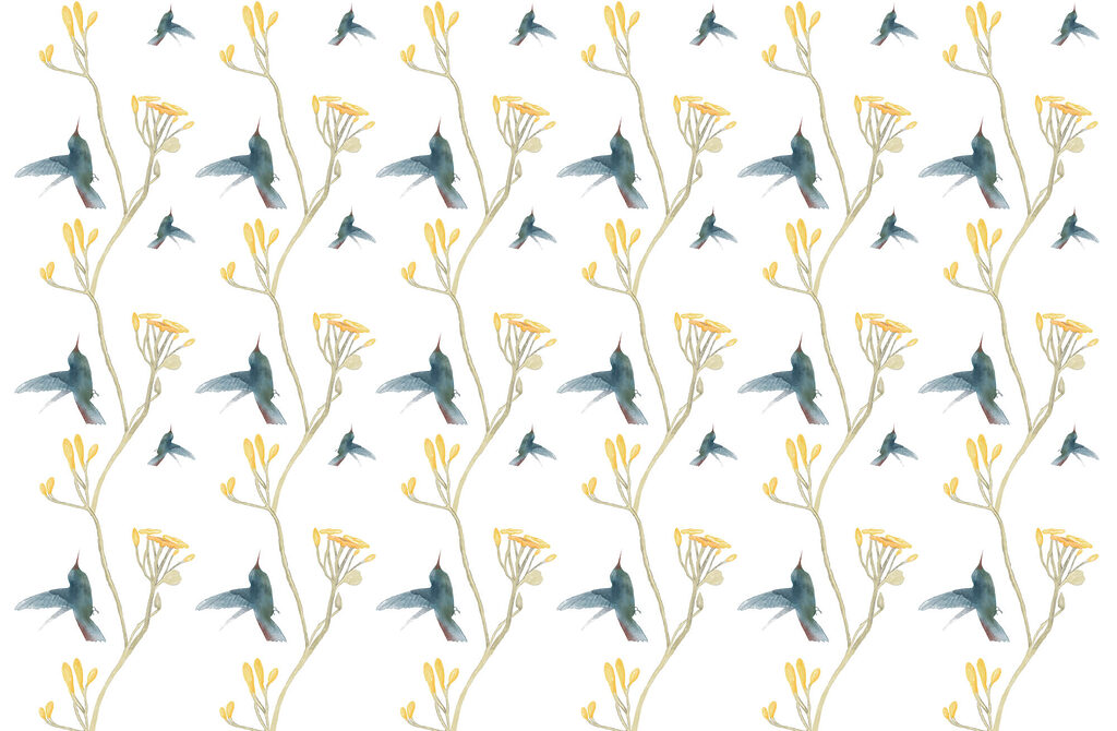 Fleurs sur tiges courbes — motif complet