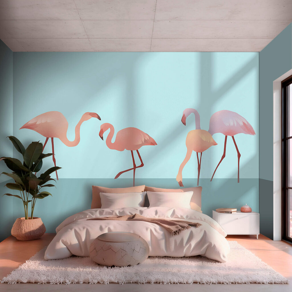 Flamants roses dans l’eau — intérieur 1