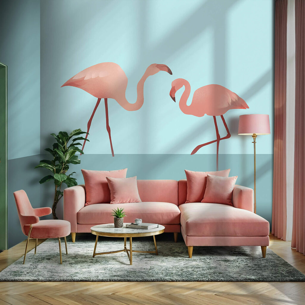 Flamants roses dans l’eau — intérieur 2
